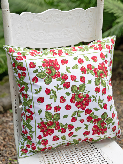 Love Strawberries Cushion Cover - Soft White