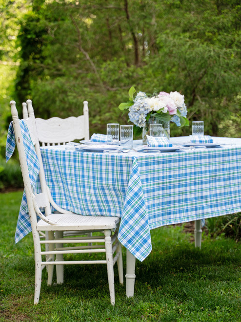River Plaid Tablecloth - Blue
