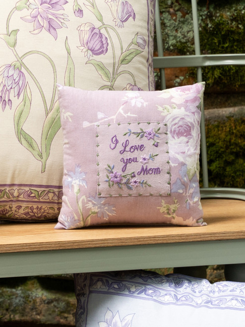 I Love You Mom Cushion with Filler - Lavender