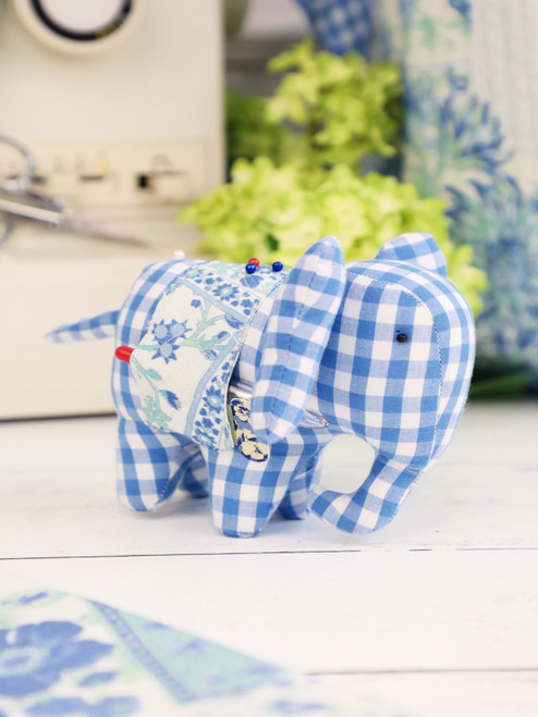 Mini Check Elephant Sewing Kit - Blue