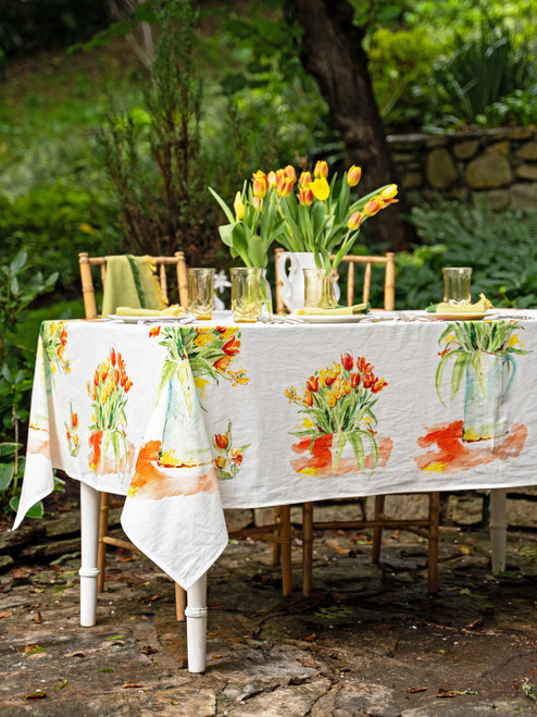 Tulips Watercolor Tablecloth - Multi