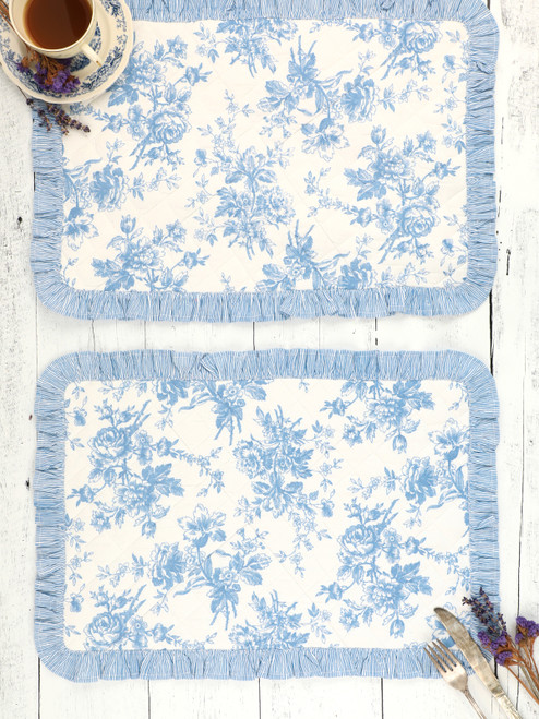 Rosalind Ruffle Placemat Set of 2 - Blue
