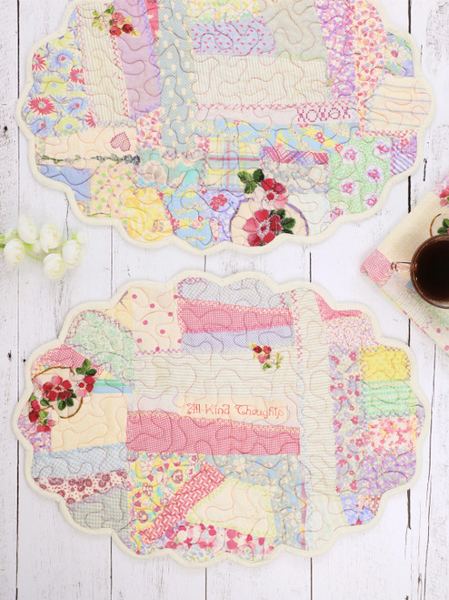 Scrapbook Patchwork Quilted Placemat Set of 4 - Pastel