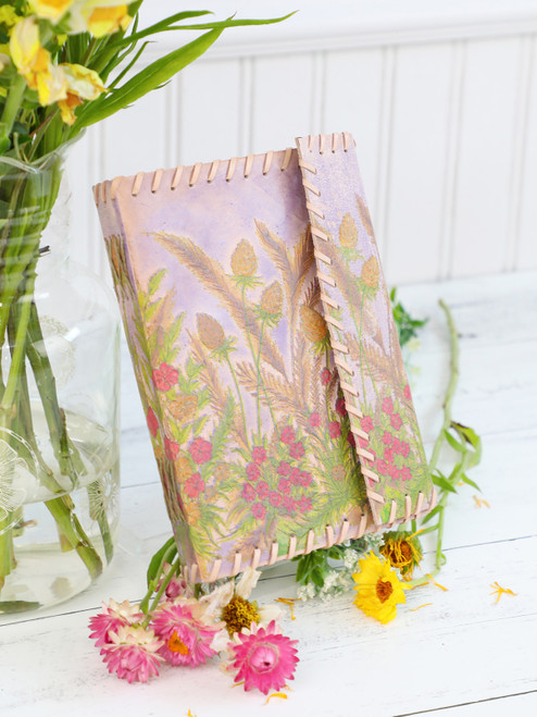 Clover Embossed Leather Journal - Purple