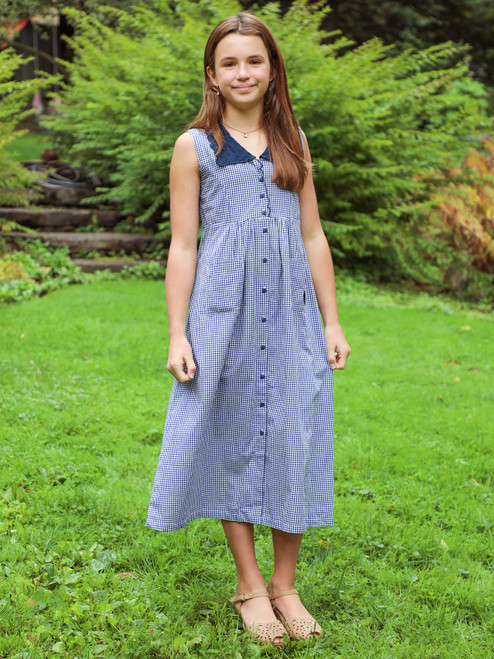 Gingham Girl Young Adult Dress - Navy White