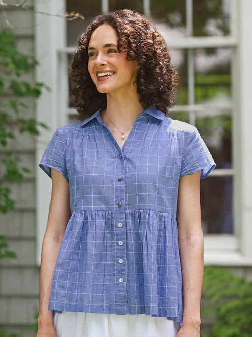Charlotte Check Blouse - Blue