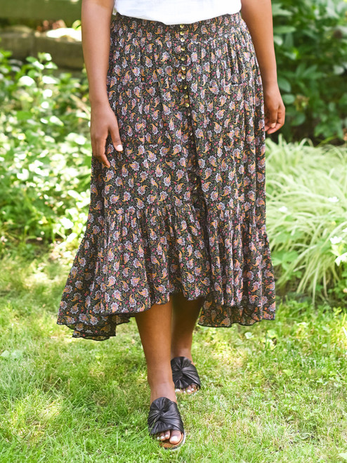 Prairie Paisley Skirt - Black