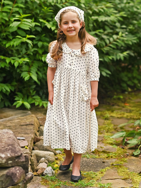 Paris Dot Kids Dress - Black Ecru