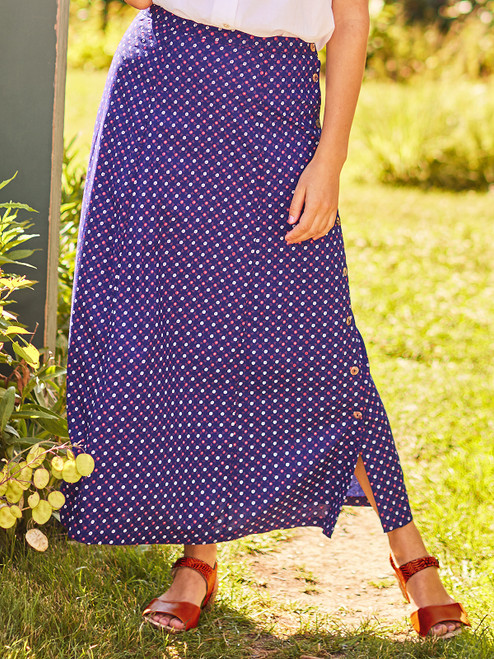 Ditsy Daisy Skirt - Cobalt