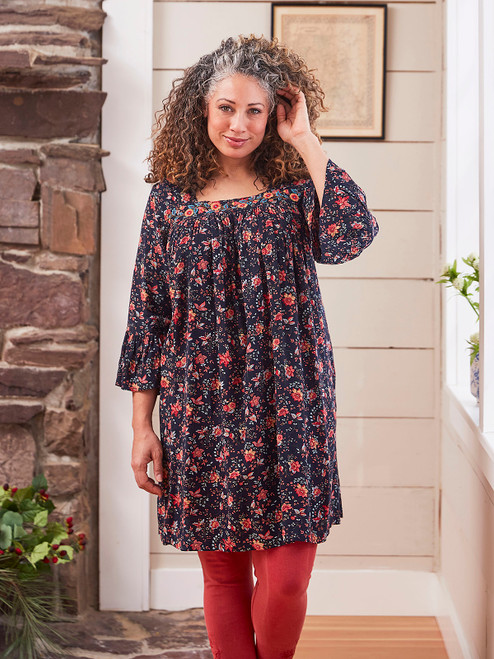 Dusk Bloom Tunic Dress - Midnight Blue