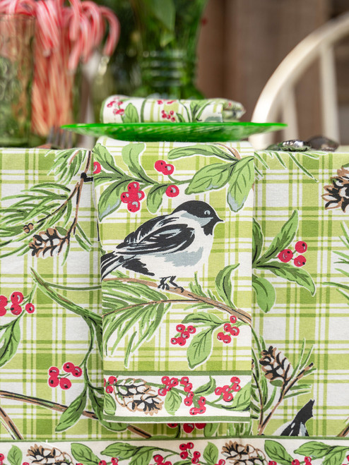 Chickadee Check Napkin Set of 4 - Green