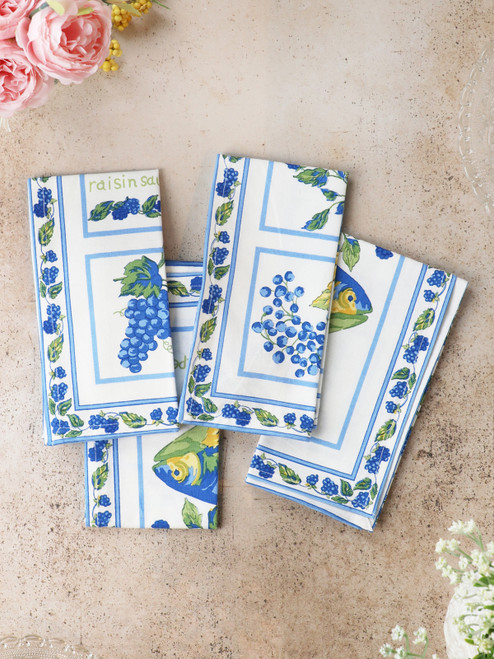 Blackberry Trout Luncheon Napkin Set of 4 - White Blue