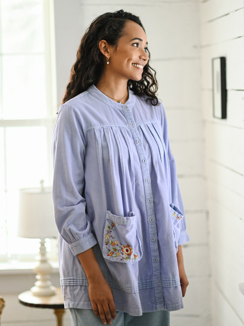 Vintage Corduroy Artist Smock - Sunwashed Periwinkle