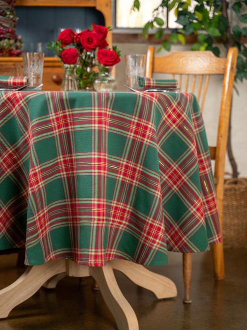 Jolly Plaid Round Cloth - Green