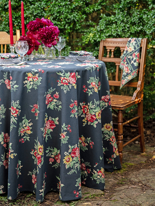 Russian Chintz Round Cloth - Soft Black