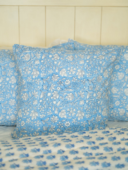 Bailey Block Print Cushion Cover - Blue