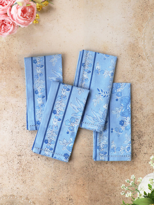 Augustine Luncheon Napkin Set of 4 - Washed Blue