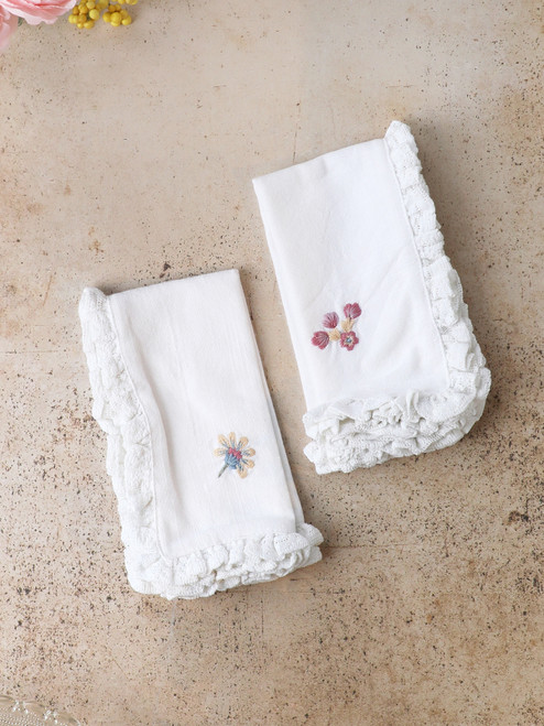 Love Note Embroidered Napkin Set of 2 - Ecru