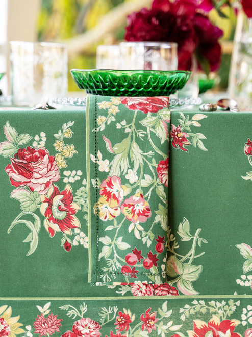Russian Chintz Luncheon Napkin Set of 4 - Green