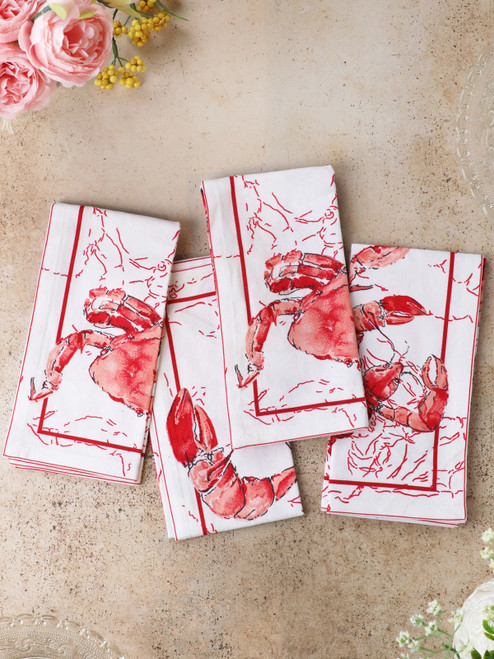 Feeling Crabby Luncheon Napkin Set of 4 - White Red