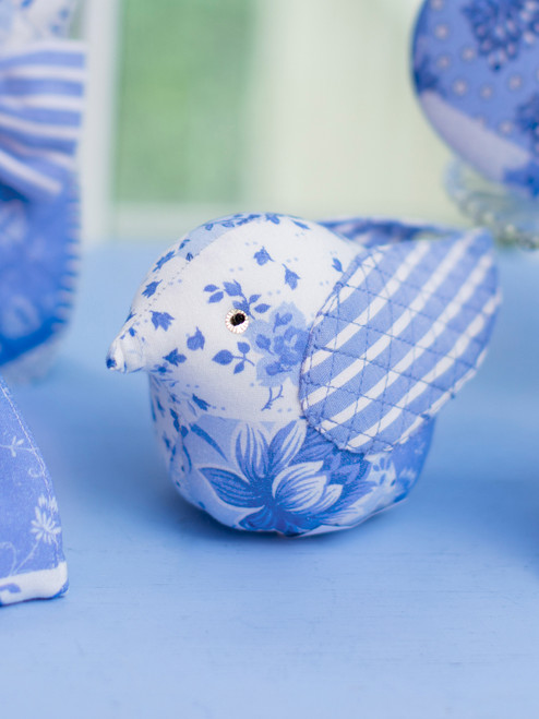 Porcelain Patchwork Bird Pin Cushion - Blue