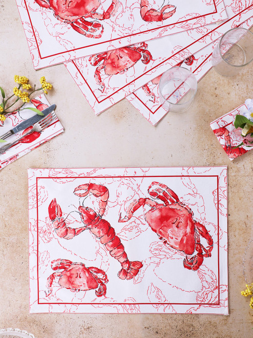 Feeling Crabby Placemat Set of 4 - White Red