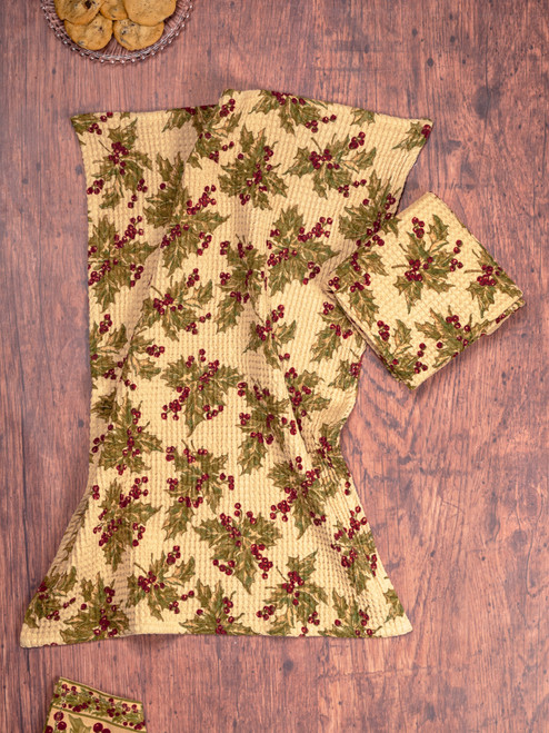 Winterberry Tea Towel Set of 2 - Dark Ecru