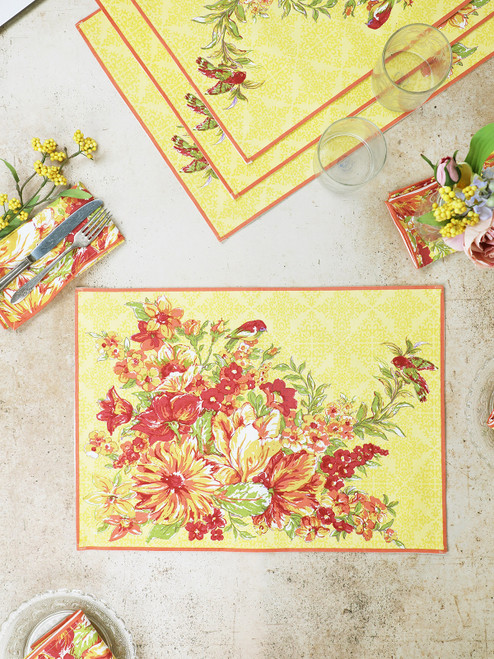 In Full Bloom Placemat Set of 4 - Yellow