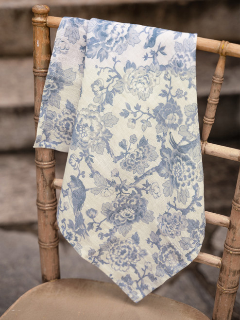 Zen Garden Linen Napkin Set of 4 - White Blue