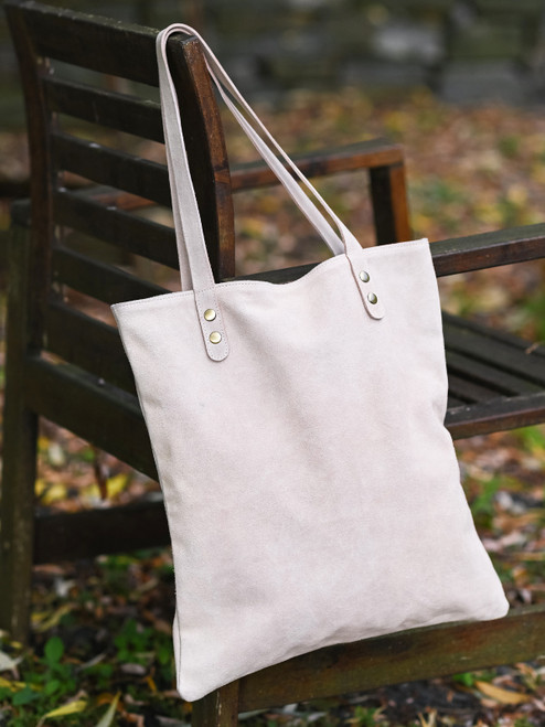 Suede Tote Bag - Light Rose
