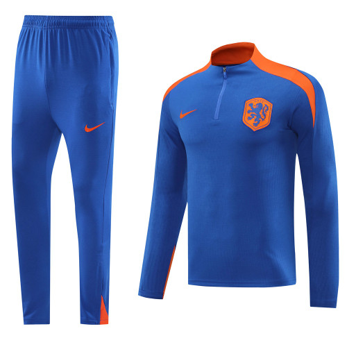 Netherlands 2024 Men's Blue Short Zip Tracksuit