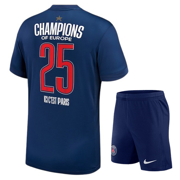 CHAMPIONS OF EUROPE #25 Paris Saint-Germain 24/25 Kid's Home Shirt and Shorts