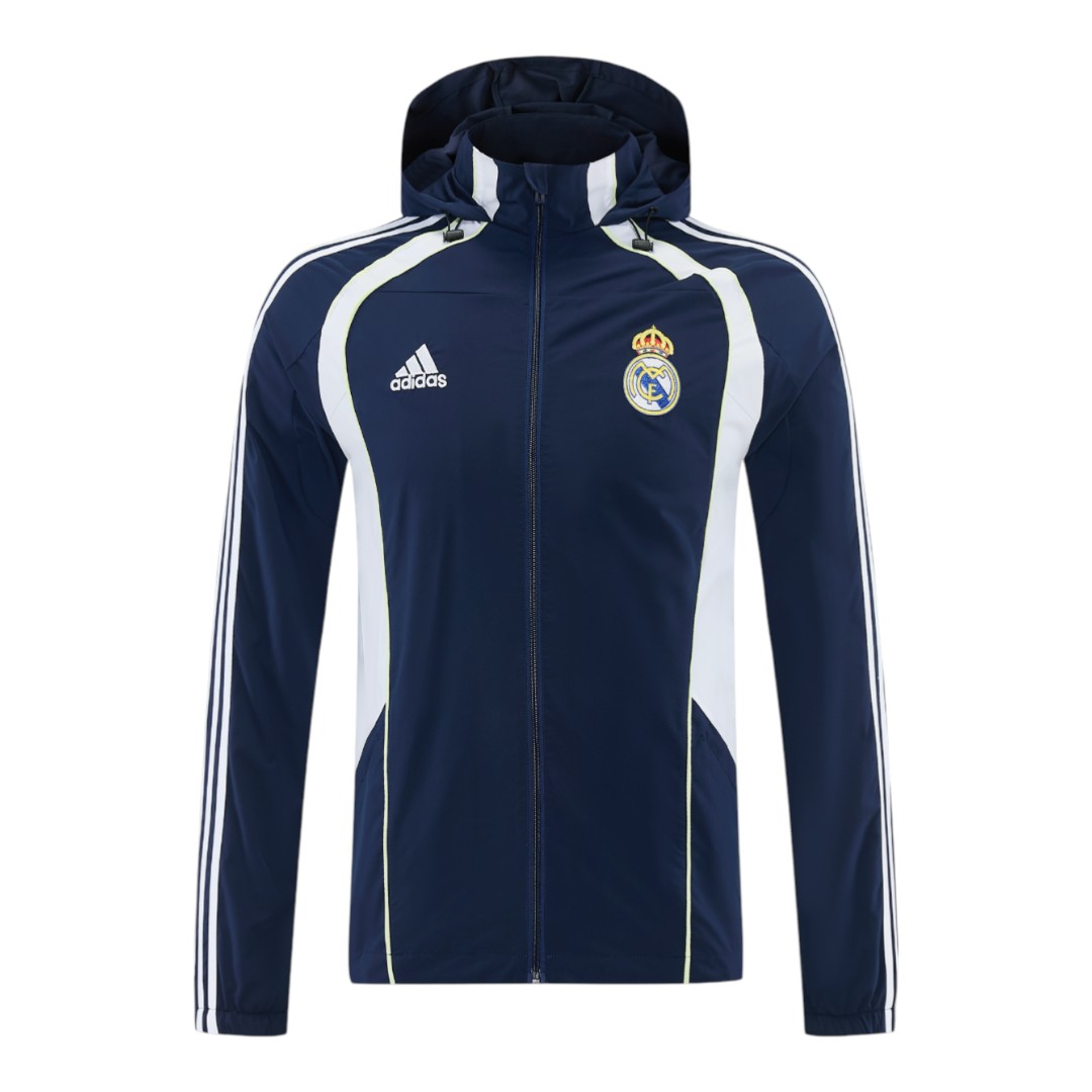 Real Madrid 25/26 Men's Navy Long Zip Windbreaker