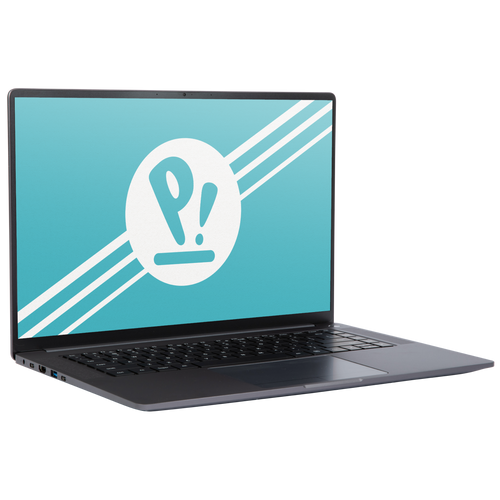 The Pangolin laptop open at a quarter angle, featuring a Pop!_OS wallpaper. The Pangolin laptop open at a quarter angle, featuring a Pop!_OS wallpaper.