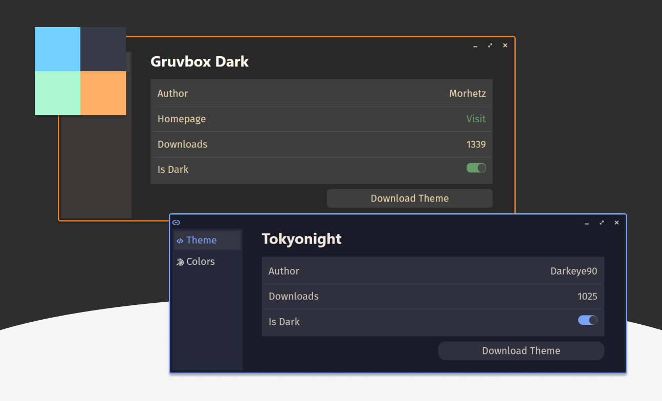 Screenshot of COSMIC Themes community project 