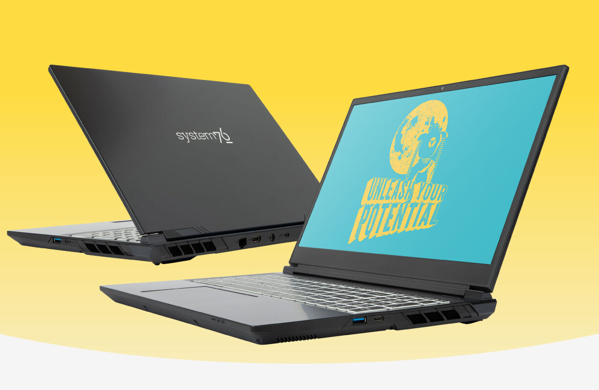 pangolin laptop quarter turned with screen showing pop os wallpaper