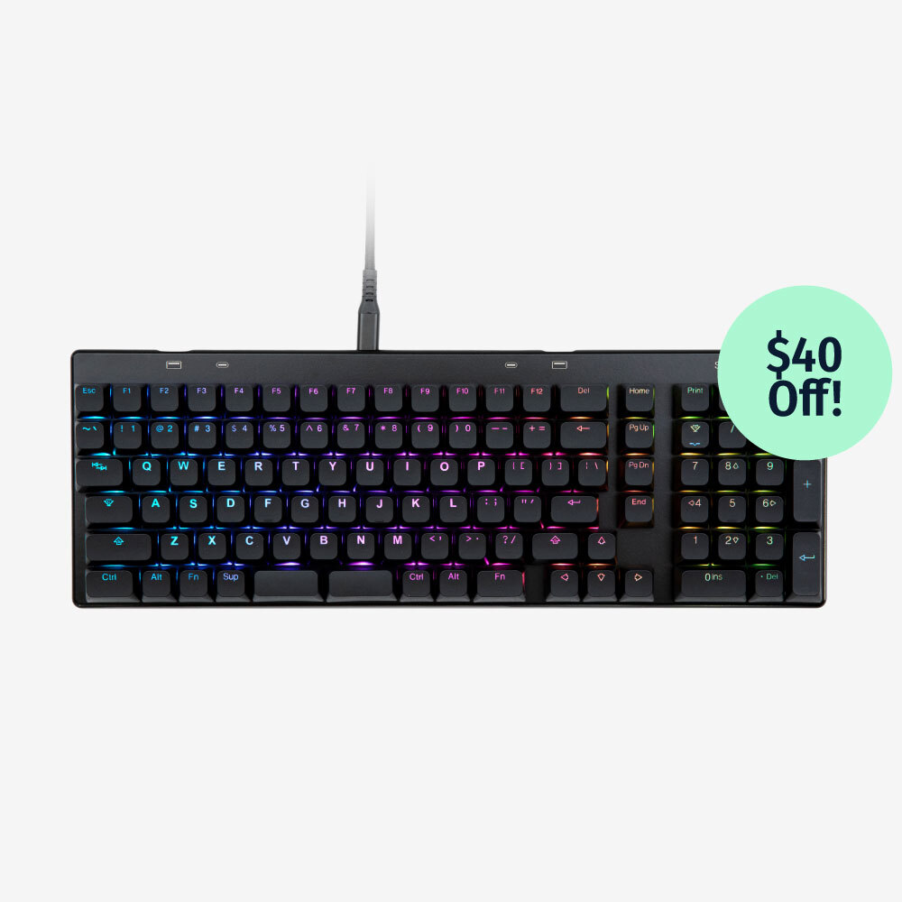 Launch Heavy keyboard with "$40 Off!" flair