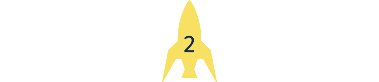 yellow rocket with the number two, representing step 2 of DIY thelio desktop accent panel-making