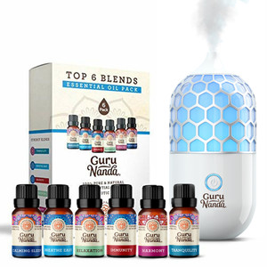 Honeycomb Essential Oil Diffuser Plus top 6 Essential Oil Blends from Guru Nanda and box Honeycomb Essential Oil Diffuser Plus top 6 Essential Oil Blends from Guru Nanda and box