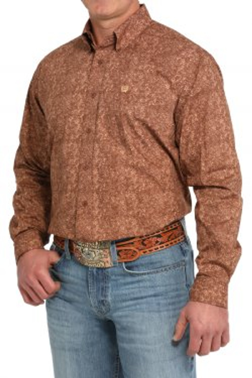 Cinch® Men's Paisley Print Button-Down Western Shirt Brown