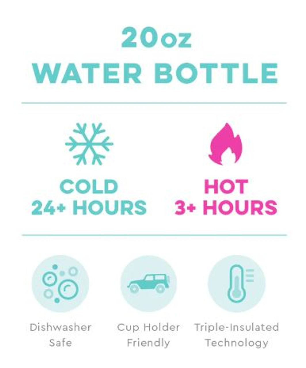 Swig Life 20oz Insulated Water Bottle with Straw & Flip + Sip Handle | Leak  Proof, Dishwasher Safe, Cup Holder Friendly, Stainless Steel Water Bottle