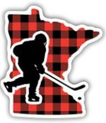 Minnesota Buffalo-Checkered State Sticker with Hockey Player