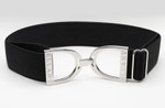 Ellany Black - 1.5" Silver Stirrup Elastic Belt