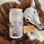 Ranchy Roan Boutique Frosted Glass Tumbler - Highland Cow