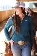 Cinch® Textured 1/4 Zip Pullover - Teal