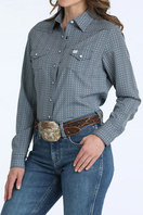 Cinch® Arenaflex® Long Sleeve Button Down Shirt - Light Blue Geo Print
