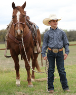Cinch® Youth Button-Down Arenaflex® Long Sleeve Shirt - Light Blue Print