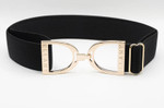 Ellany Black - 1.5" Gold Stirrup Elastic Belt