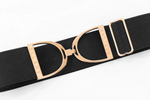 Ellany Black - 2" Rose Gold Stirrup Elastic Belt