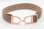 Ellany Taupe Tribal - 1.5" Rose Gold Stirrup Elastic Belt